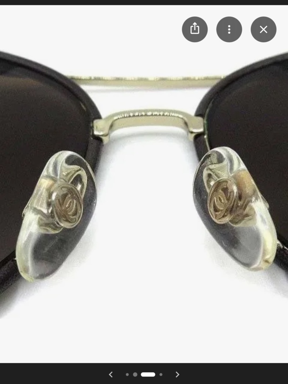 RARE Authentic CHANEL leather polarized aviator Sunglasses w Brown gradient Lens - Picture 5 of 10